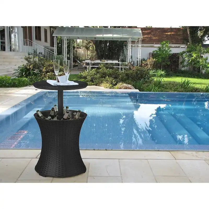 Table d'appoint d'extérieur Keter Pacific Cool Bar avec glacière de 28,4 litres pour patio, pelouse et jardin, gris foncé