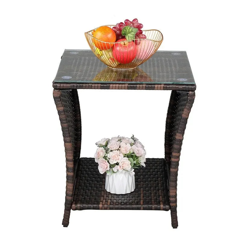 Table d'appoint en rotin pour patio