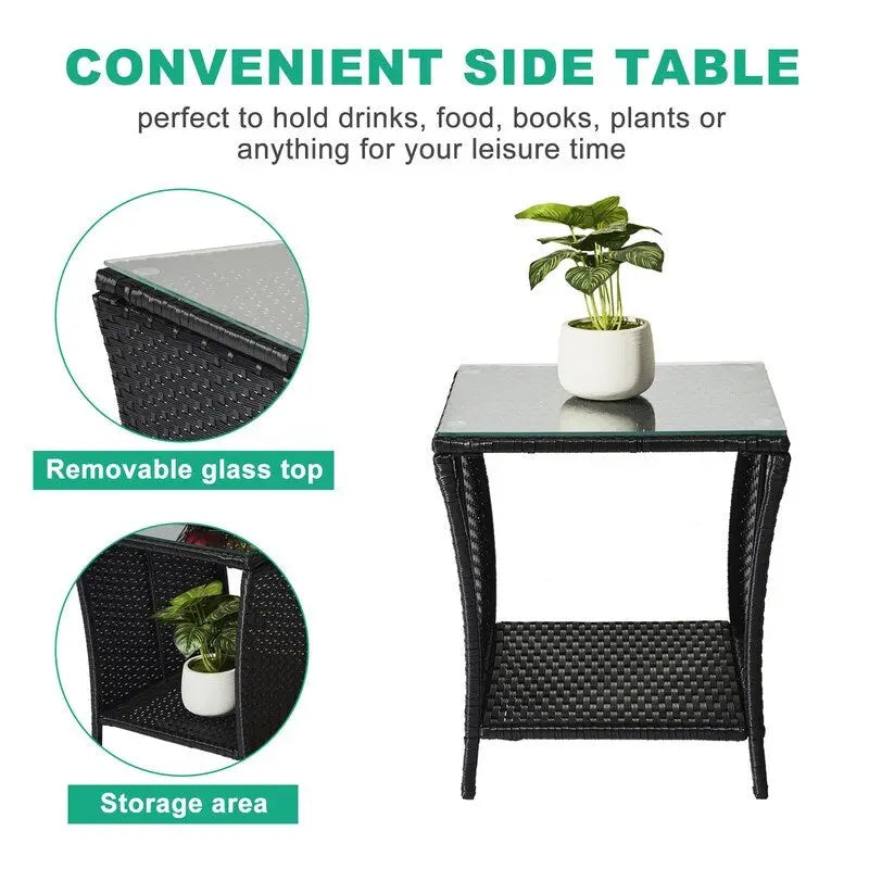 Table d'appoint en rotin pour patio