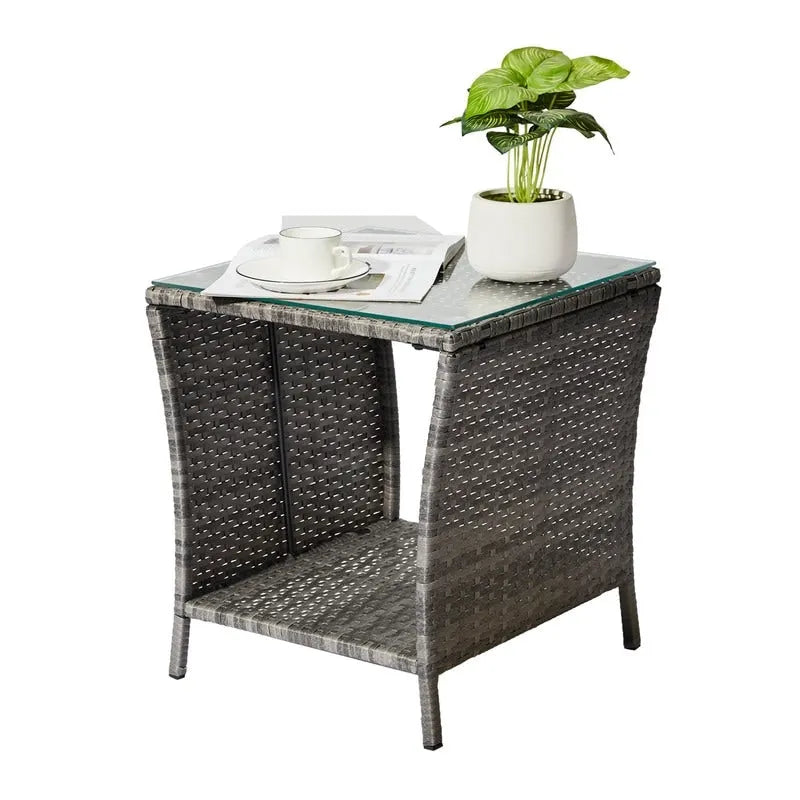 Table d'appoint en rotin pour patio