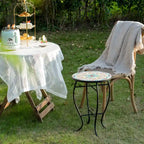 Table d'appoint de patio extérieur, table d'appoint ronde en carreaux de céramique