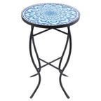 Table d'appoint de patio extérieur, table d'appoint ronde en carreaux de céramique