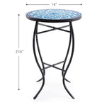 Table d'appoint de patio extérieur, table d'appoint ronde en carreaux de céramique