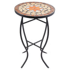 Table d'appoint de patio extérieur, table d'appoint ronde en carreaux de céramique