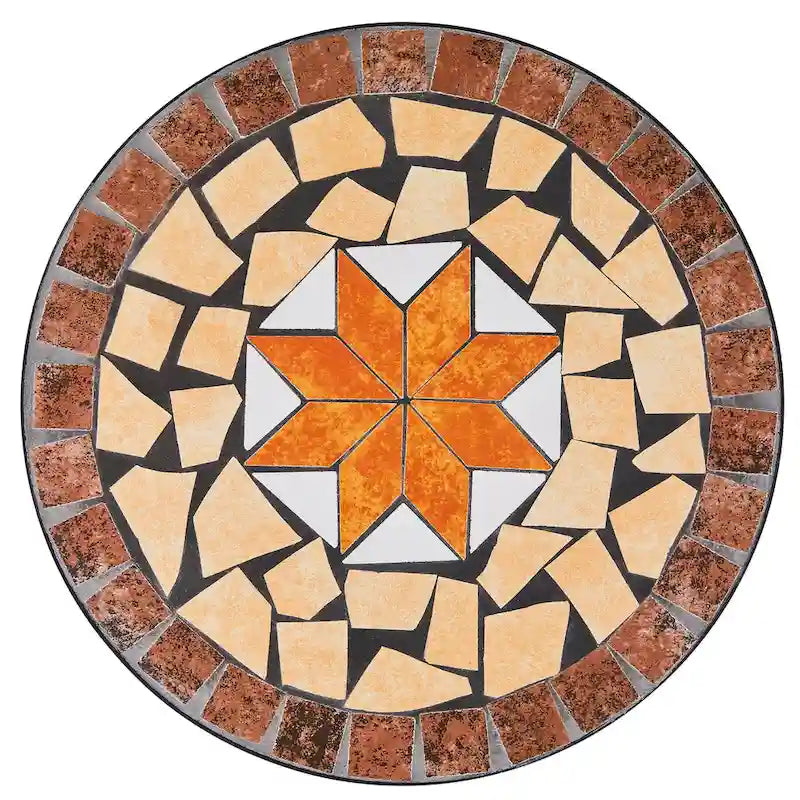 Table d'appoint de patio extérieur, table d'appoint ronde en carreaux de céramique