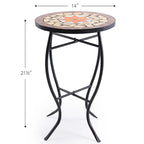 Table d'appoint de patio extérieur, table d'appoint ronde en carreaux de céramique