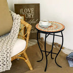 Table d'appoint de patio extérieur, table d'appoint ronde en carreaux de céramique