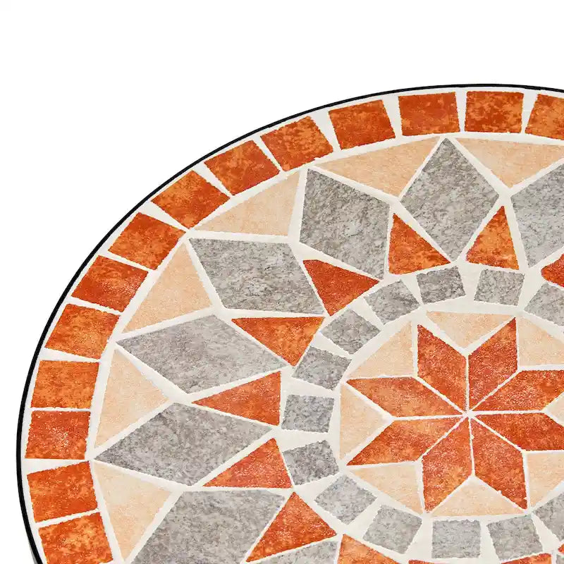 Table d'appoint de patio extérieur, table d'appoint ronde en carreaux de céramique