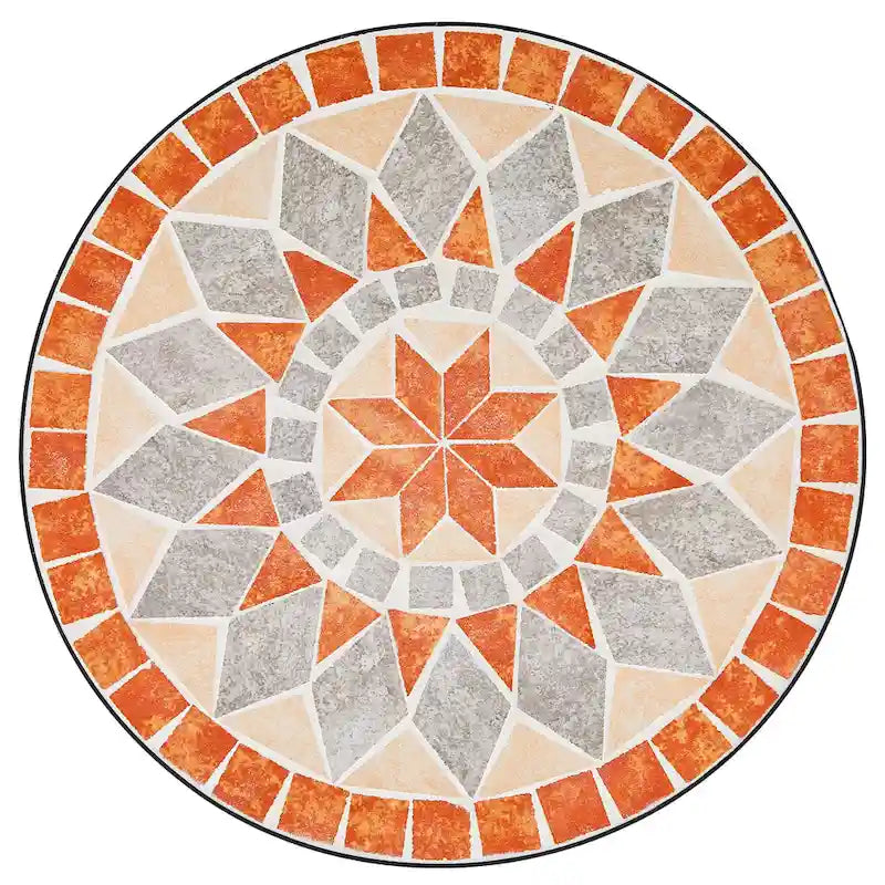Table d'appoint de patio extérieur, table d'appoint ronde en carreaux de céramique