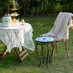 Table d'appoint de patio extérieur, table d'appoint ronde en carreaux de céramique