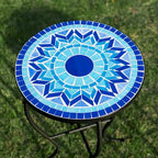 Table d'appoint de patio extérieur, table d'appoint ronde en carreaux de céramique