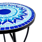 Table d'appoint de patio extérieur, table d'appoint ronde en carreaux de céramique