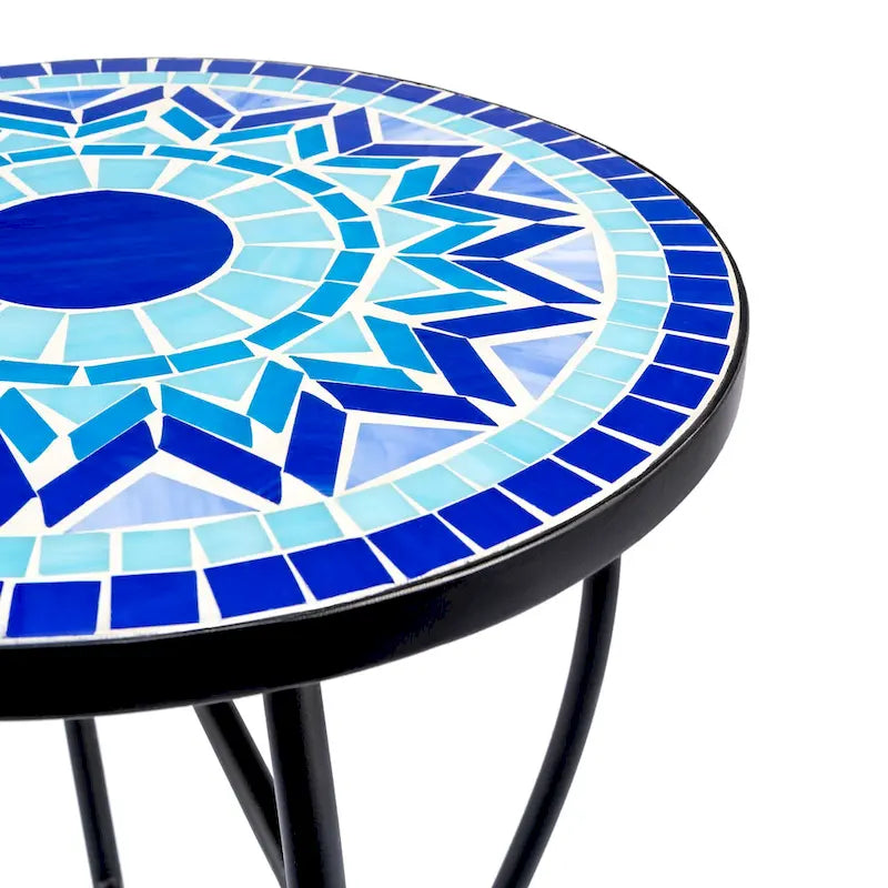 Table d'appoint de patio extérieur, table d'appoint ronde en carreaux de céramique