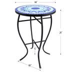 Table d'appoint de patio extérieur, table d'appoint ronde en carreaux de céramique