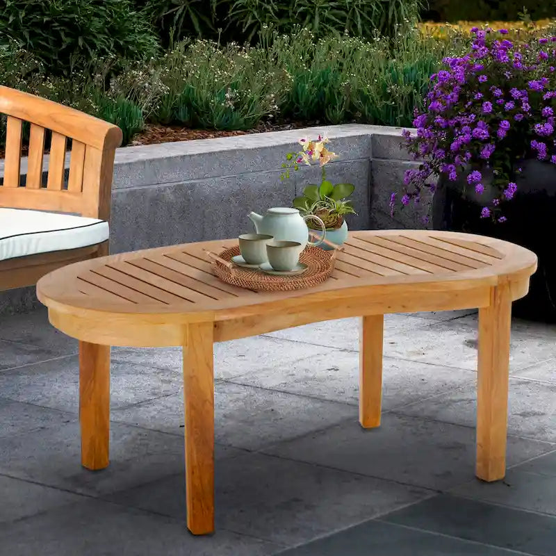 Chic Teak Table Basse d'Extérieur en Bois de Teck Peanut