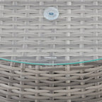 Table basse de patio ronde en osier avec cadre gris mélangé