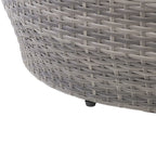 Table basse de patio ronde en osier avec cadre gris mélangé