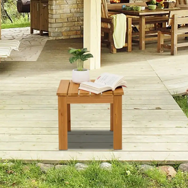 Table d'appoint carrée en bois, table basse de bistrot pour l'intérieur et l'extérieur, naturelle