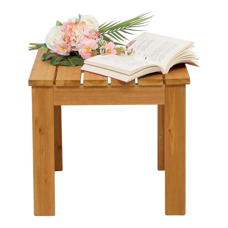 Table d'appoint carrée en bois, table basse de bistrot pour l'intérieur et l'extérieur, naturelle