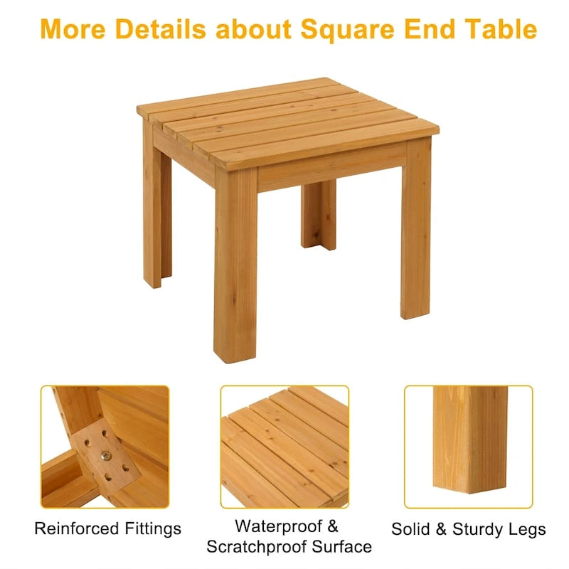 Table d'appoint carrée en bois, table basse de bistrot pour l'intérieur et l'extérieur, naturelle