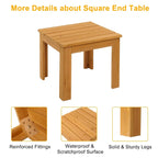 Table d'appoint carrée en bois, table basse de bistrot pour l'intérieur et l'extérieur, naturelle