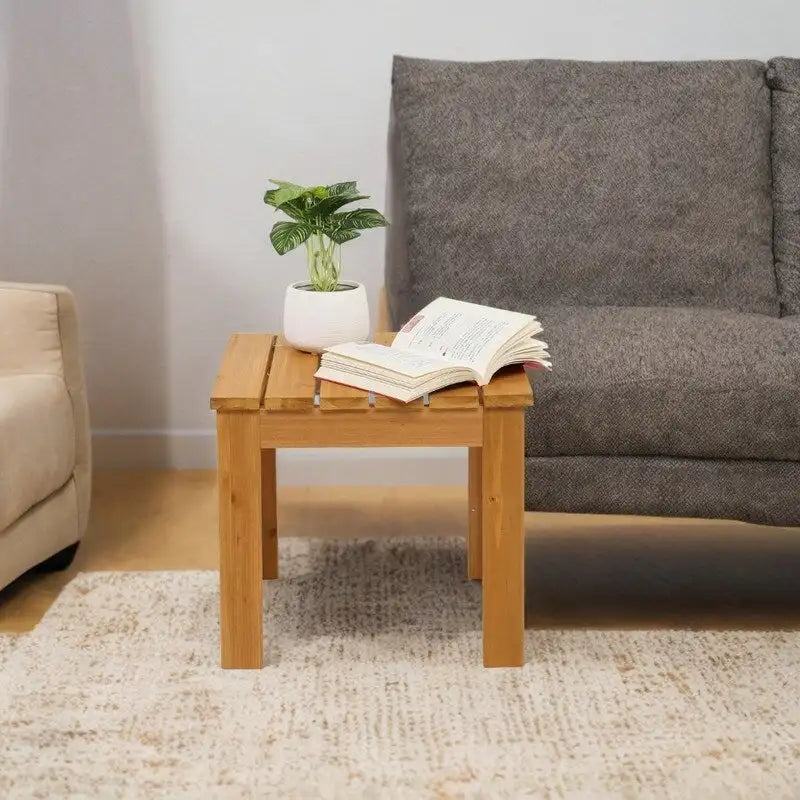 Table d'appoint carrée en bois, table basse de bistrot pour l'intérieur et l'extérieur, naturelle