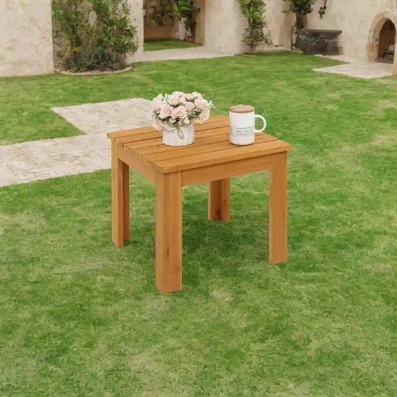 Table d'appoint carrée en bois, table basse de bistrot pour l'intérieur et l'extérieur, naturelle