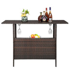 Table de bar d'extérieur en rotin de 139,7 cm de hauteur avec porte-gobelets
