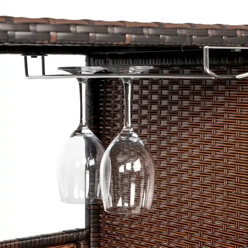 Table de bar d'extérieur en rotin de 139,7 cm de hauteur avec porte-gobelets