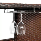 Table de bar d'extérieur en rotin de 139,7 cm de hauteur avec porte-gobelets