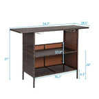 Table de bar d'extérieur en rotin de 139,7 cm de hauteur avec porte-gobelets