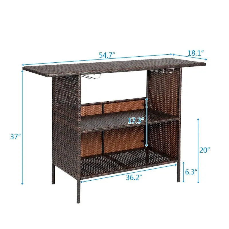 Table de bar d'extérieur en rotin de 139,7 cm de hauteur avec porte-gobelets