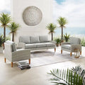 Crosley Capella Outdoor Wicker 3Pc Sofa Set - 33H x 80W x 132D