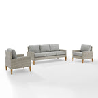 Ensemble de canapé 3 pièces en osier d'extérieur Crosley Capella - 33H x 80W x 132P