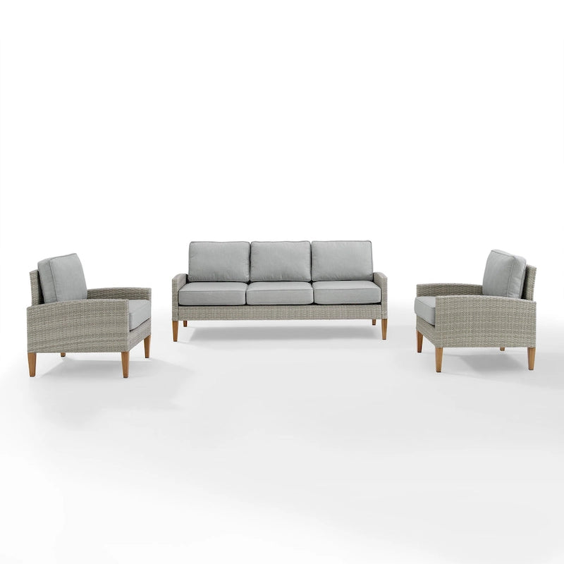 Ensemble de canapé 3 pièces en osier d'extérieur Crosley Capella - 33H x 80W x 132P