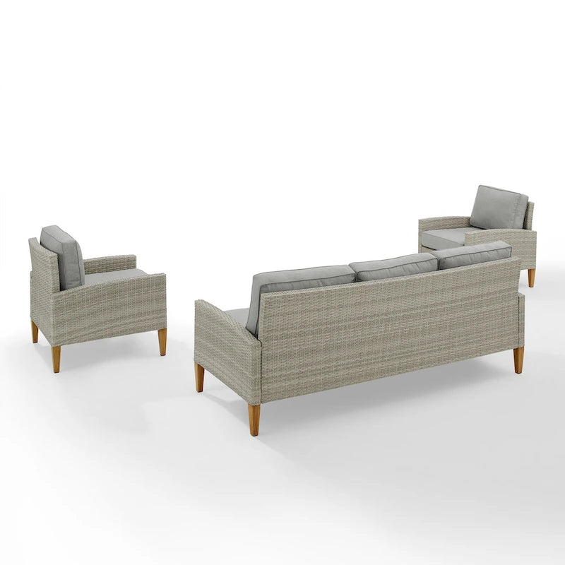 Ensemble de canapé 3 pièces en osier d'extérieur Crosley Capella - 33H x 80W x 132P