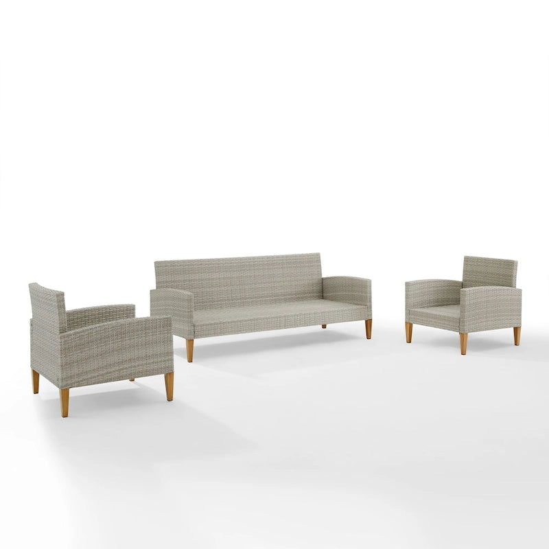 Ensemble de canapé 3 pièces en osier d'extérieur Crosley Capella - 33H x 80W x 132P