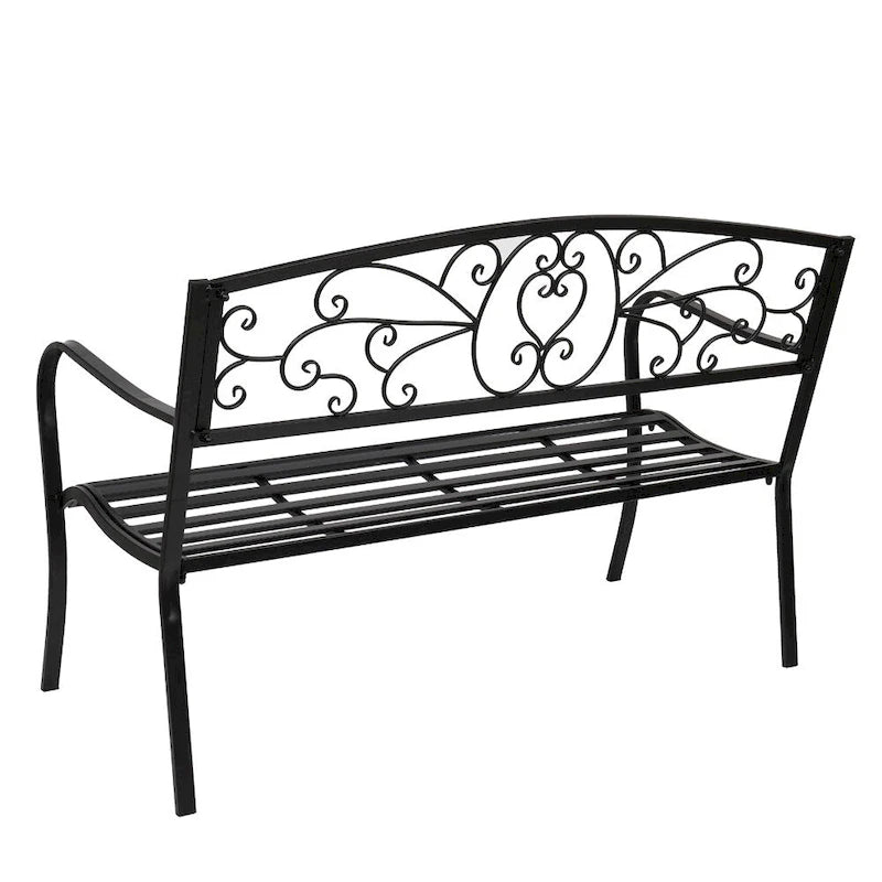 51 Banc extérieur pour jardin, patio, porche, terrasse, structure en fer noir