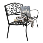 51 Banc extérieur pour jardin, patio, porche, terrasse, structure en fer noir