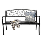 51 Banc extérieur pour jardin, patio, porche, terrasse, structure en fer noir