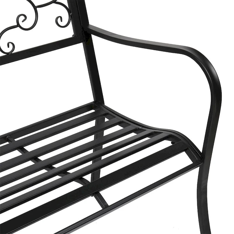 51 Banc extérieur pour jardin, patio, porche, terrasse, structure en fer noir