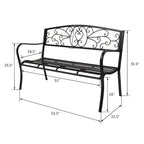 51 Banc extérieur pour jardin, patio, porche, terrasse, structure en fer noir