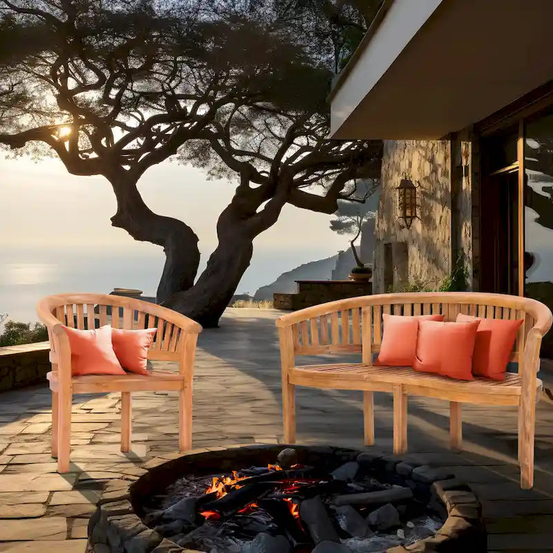 Banc double de jardin et de terrasse en teck Chic Teak Peanut