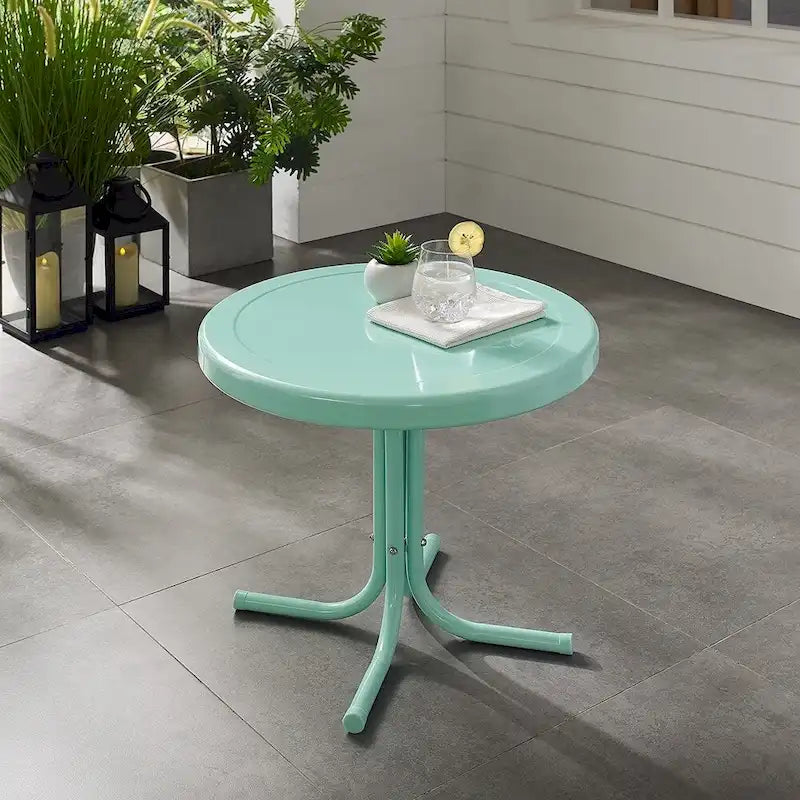 Table d'appoint en métal rétro Crosley, couleur sarcelle