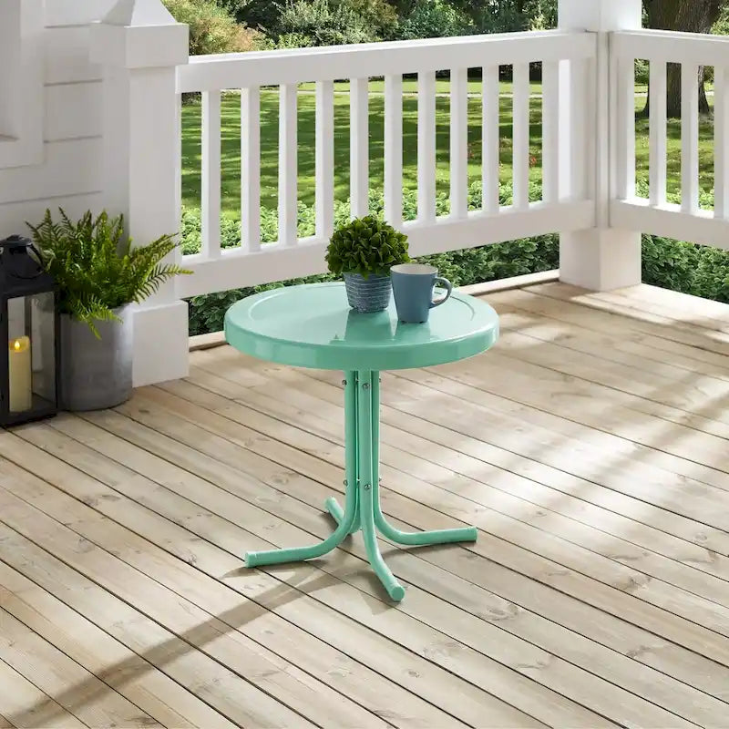 Table d'appoint en métal rétro Crosley, couleur sarcelle