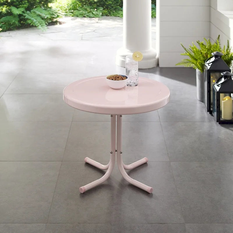 Table d'appoint rétro en métal Crosley rose