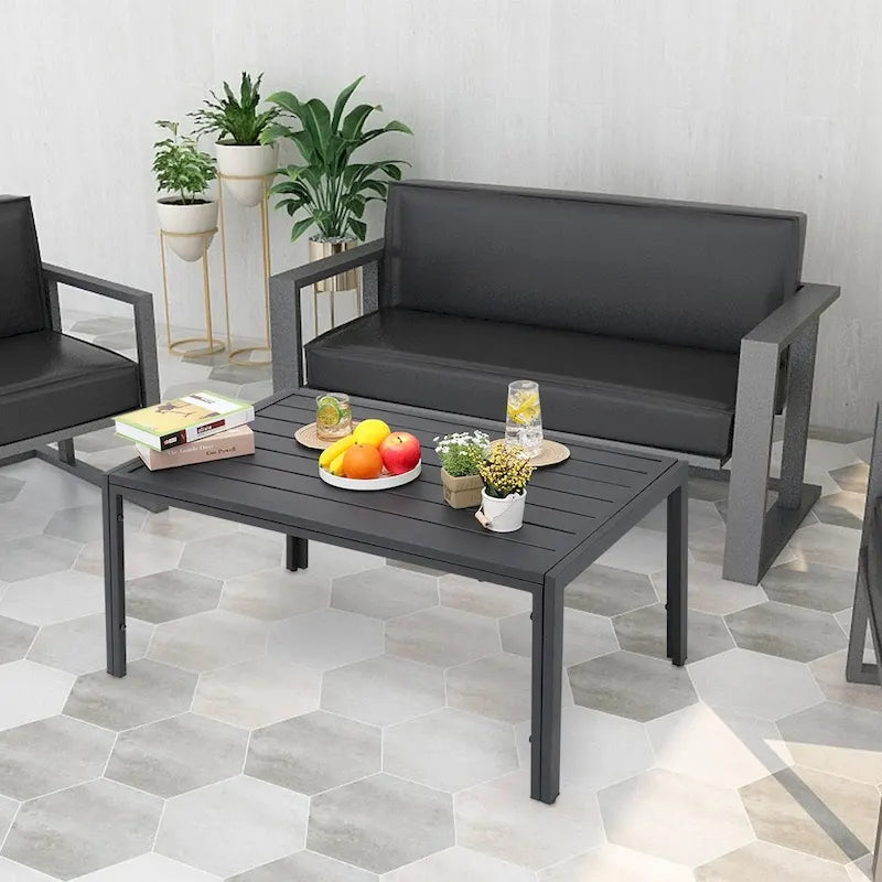 Table basse Maypex d'extérieur en lattes d'acier
