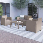 Ensemble 4 pièces de chaises, causeuse et table d'extérieur en rotin synthétique - 27P x 26,75 - 47L x 30H