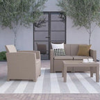 Ensemble 4 pièces de chaises, causeuse et table d'extérieur en rotin synthétique - 27P x 26,75 - 47L x 30H