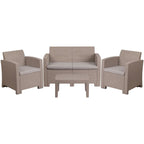 Ensemble 4 pièces de chaises, causeuse et table d'extérieur en rotin synthétique - 27P x 26,75 - 47L x 30H
